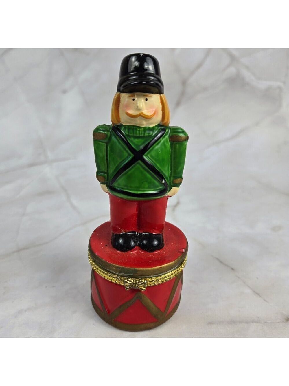 Toy Soldier Porcelain Trinket Box Christmas Holiday Stocking Stuffer Gift NWOT